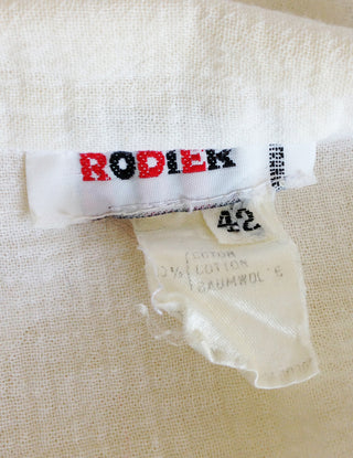 1970s White Cotton Blouse Boho Rodier