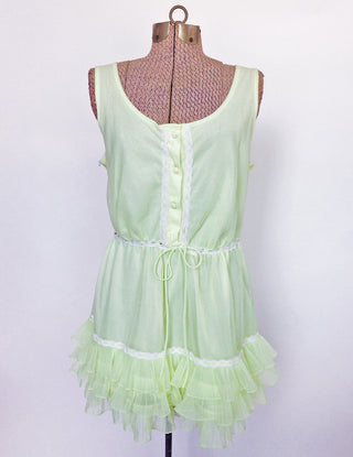 1960s Babydoll Nightie Lime Green