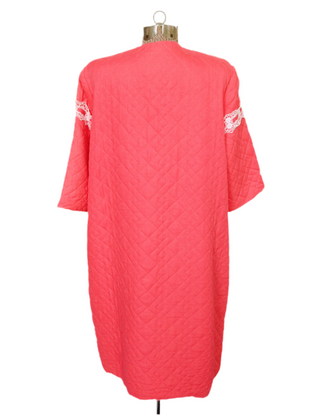 1950s Quilted Robe Coral Pink Lace