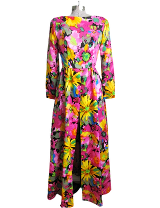 maxi dress 1960s Vintage the Needle Craft Atlantic City Mixed Print Halter Maxi Dress, Circa 1960s portmanteau New york