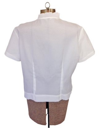 1960s White Blouse Ruffled Bib Collar