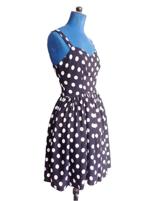 Polkadot Sundress Full Skirt Navy White