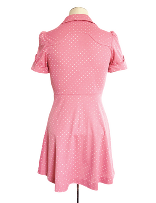 1970s Mini Dress Pink Polka Dots