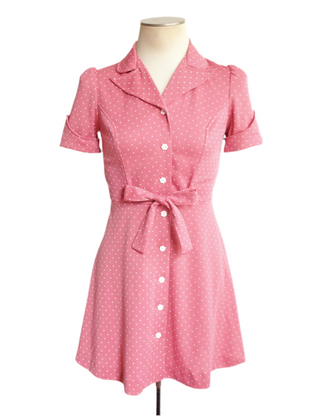 1970s Mini Dress Pink Polka Dots – Vintage Logic 1970s Mini Dress Pink Polka Dots – Vintage Logic