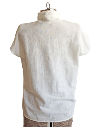 1970s White Cotton Blouse Boho Rodier