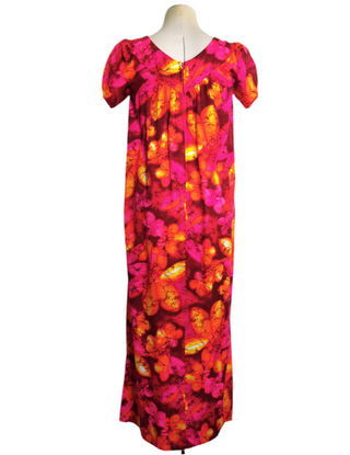 1960s Hawaiian Floral Maxi Dress