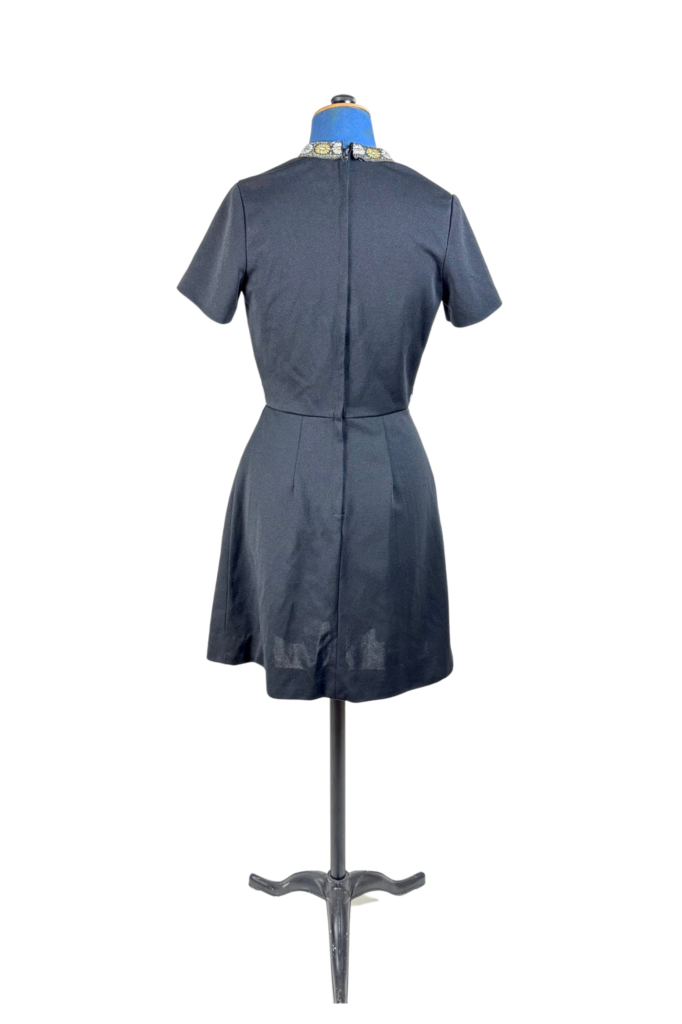 vintage 1960s mini dress Vintage 1960s Black Mini Dress V Neck