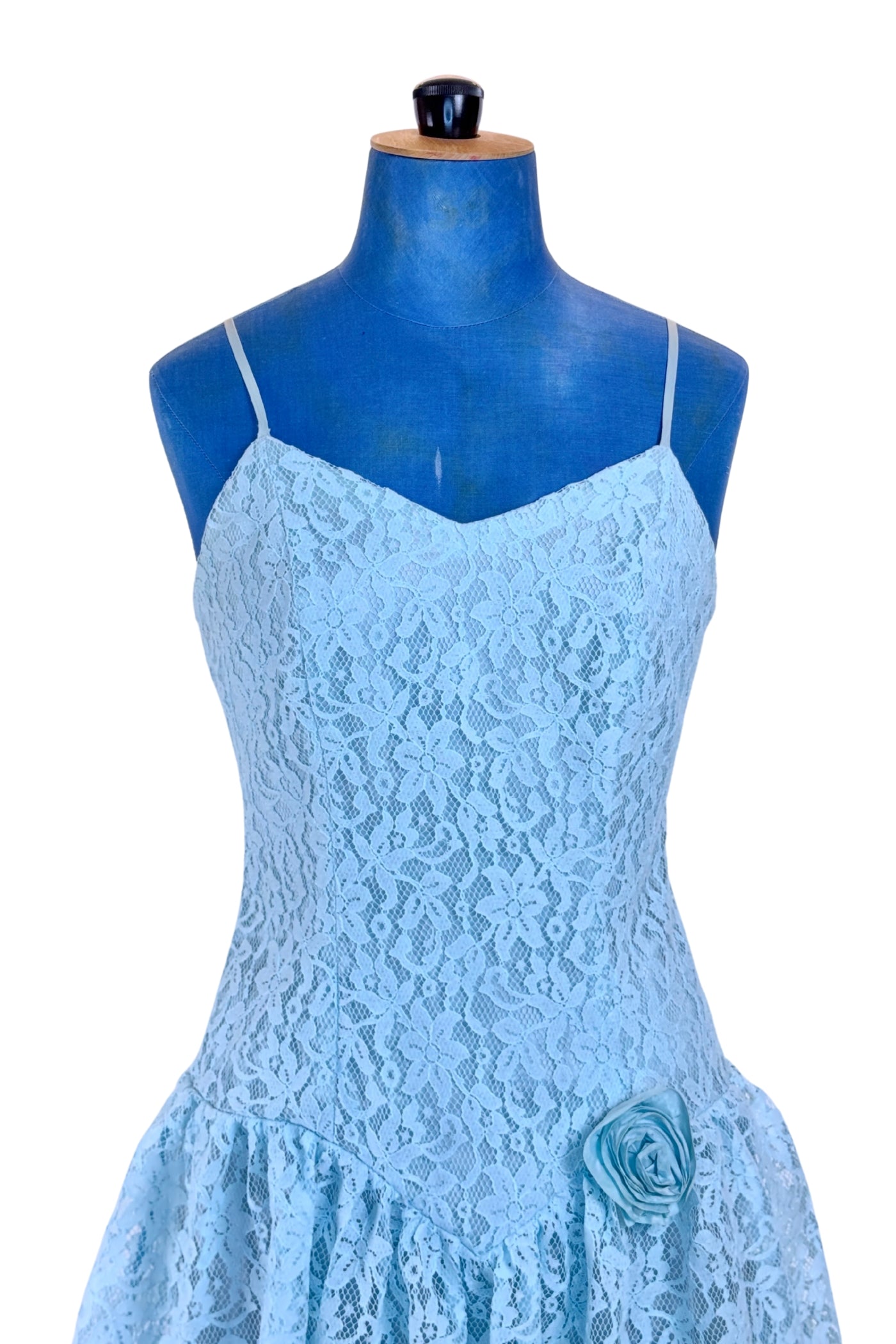vintage prom dresses 1980s 1980s Prom Dress Blue Lace Rosette