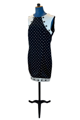 retro shift dress Daisy Polka Dot Shift Dress Black White