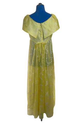Irving Nadler 1960s Prom Dress Yellow Chiffon Irving Nadler 1960s Prom Dress Yellow Chiffon