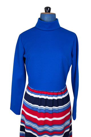 Vintage 1960s Dress JC Penney Fashions Blue Striped Dress