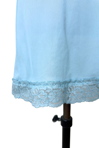Vintage 1950s Full Slip Light Blue Lace Kayser 34 - Small