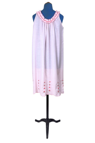 Vintage 1960s Nightgown Pink Embroidered Cotton Nightie Molyclaire Lingerie - Small