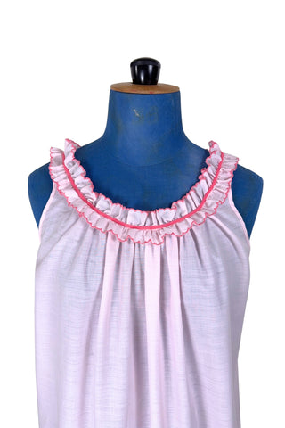 Vintage 1960s Nightgown Pink Embroidered Cotton Nightie Molyclaire Lingerie - Small