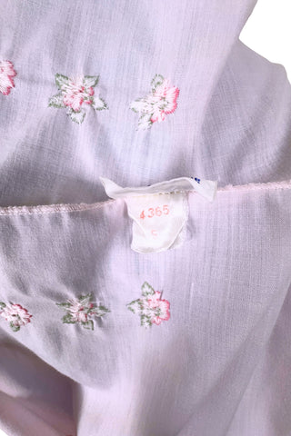 Vintage 1960s Nightgown Pink Embroidered Cotton Nightie Molyclaire Lingerie - Small