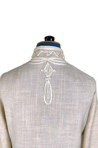 Vintage 1970s Anne Klein Caftan Cream Linen Maxi Dress - Small
