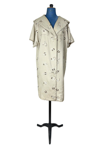 Vintage 1960s Coat Evening Topper Jacket Cream Embroidered - XL+
