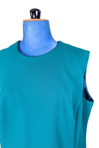 Vintage 1960s Day Dress Green Sleeveless Shift Dress Nancy G - XL+