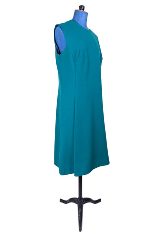 Vintage 1960s Day Dress Green Sleeveless Shift Dress Nancy G - XL+