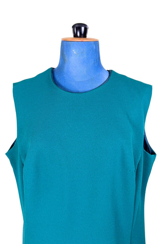 Vintage 1960s Day Dress Green Sleeveless Shift Dress Nancy G - XL+