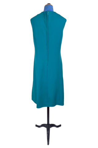Vintage 1960s Day Dress Green Sleeveless Shift Dress Nancy G - XL+