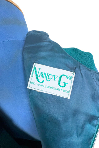 Vintage 1960s Day Dress Green Sleeveless Shift Dress Nancy G - XL+