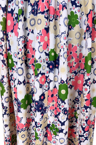 Vintage 1970s Maxi Dress Halter V Neck Floral Print Sun Dress - Small