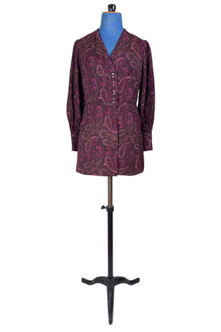 Vintage 1960s Micro Mini Dress Long Sleeve Mod Paisley Print - Small