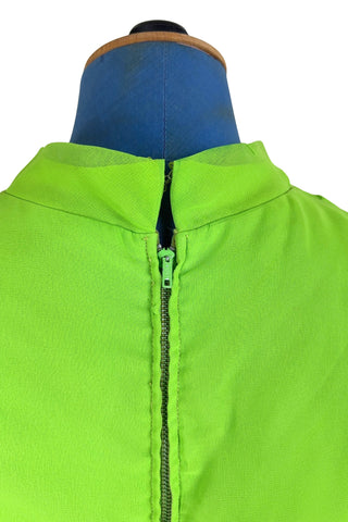 Vintage 1960s Party Dress Lime Green Pleated Ruffles - Small