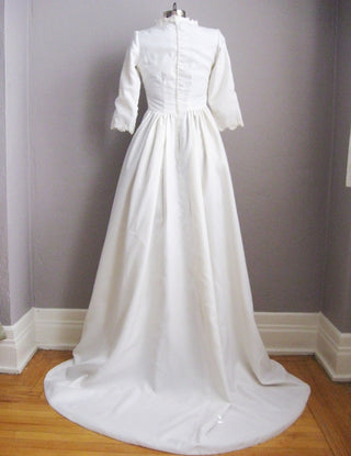 1960s Chapel Train Wedding Gown
