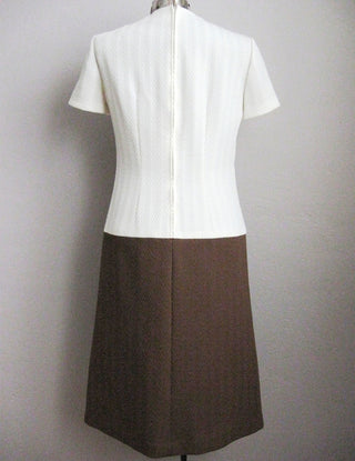 1960s Shift Dress Mod Brown Cream