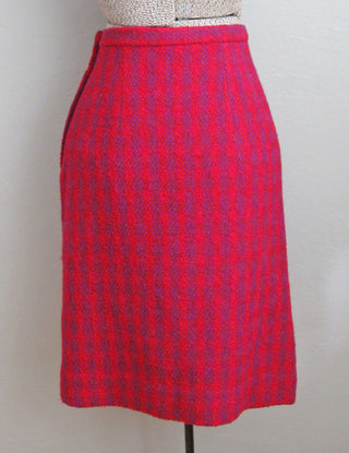 1950s Pencil Skirt Pink Boucle Wool