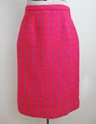 1950s Pencil Skirt Pink Boucle Wool
