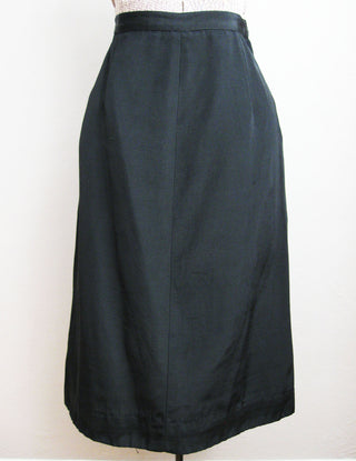 Black Faille 1940s A-Line Skirt