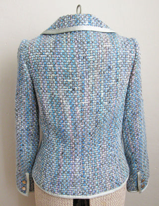 1950s Jacket Tweed Blazer Blue Trim