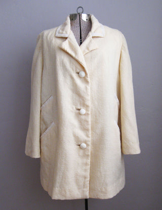 1960s Coat Cream Textured Wool