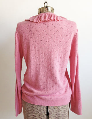 Pink Eyelet Sweater Ruffle Collar