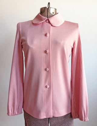 Pink Blouse Pleated Peter Pan Collar