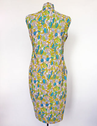 1960s Floral Dress Mandarin Collar