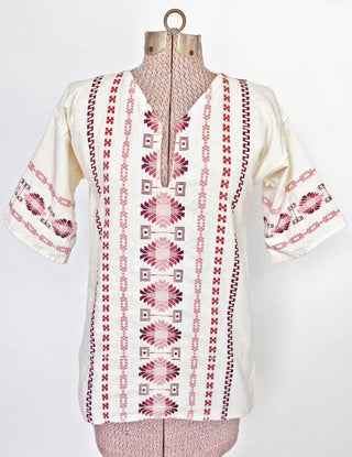 1970s Cotton Tunic Aztec Woven Top