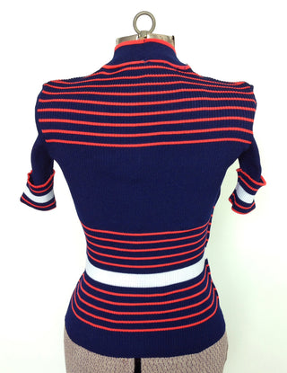 1970s Sweater Set Navy Red Stripe
