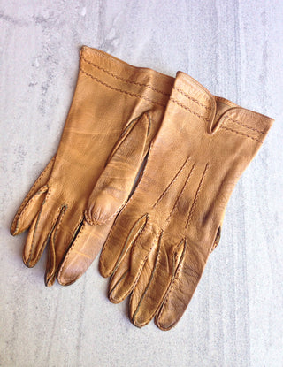 1950s Leather Gloves Caramel Brown