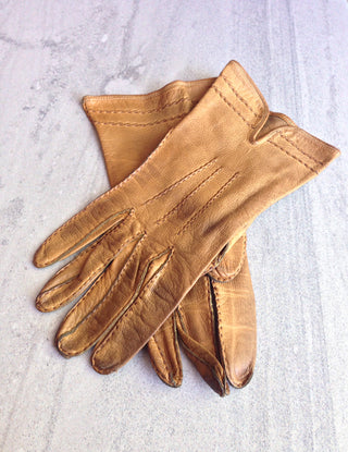 1950s Leather Gloves Caramel Brown