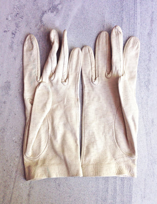 1950s Driving Gloves Cream Leather