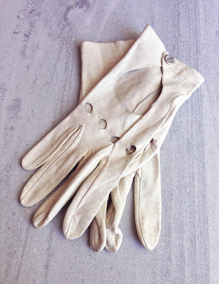 1950s Driving Gloves Cream Leather