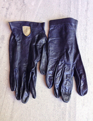 1950s Leather Gloves Navy Blue
