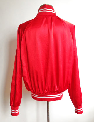 1980s Varsity Jacket Red Satin Bomber