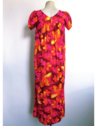 1960s Hawaiian Floral Maxi Dress