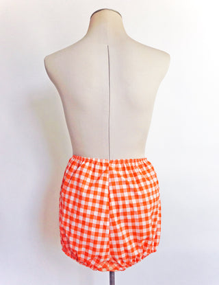 1960s Short Shorts Orange Gingham