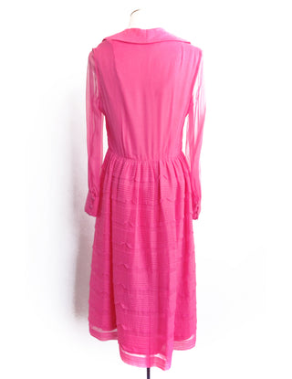 1960s Pink Party Dress Sheer Chiffon